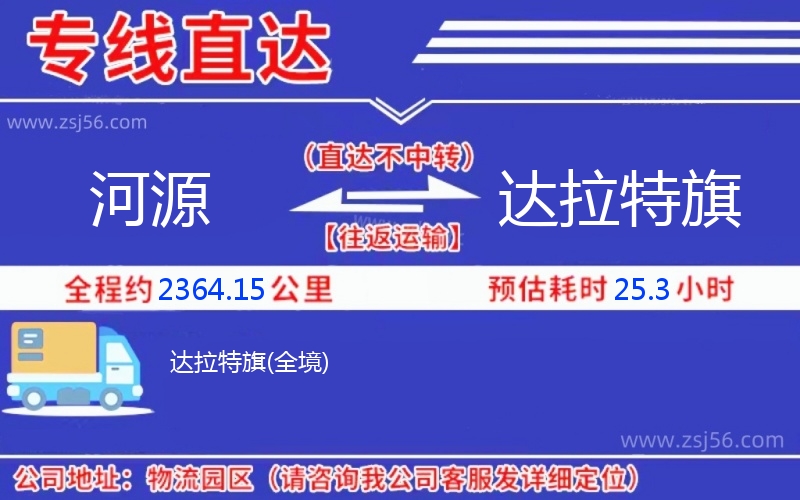 河源到達拉特旗物流公司 河源到達拉特旗物流公司