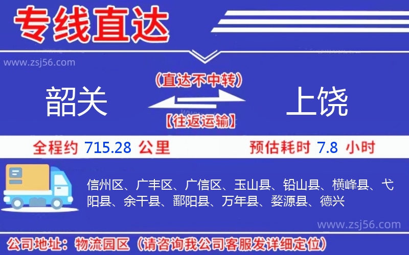 韶關(guān)到上饒物流公司 韶關(guān)到上饒物流公司