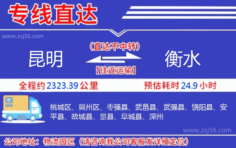 昆明到衡水物流公司 昆明到衡水物流公司