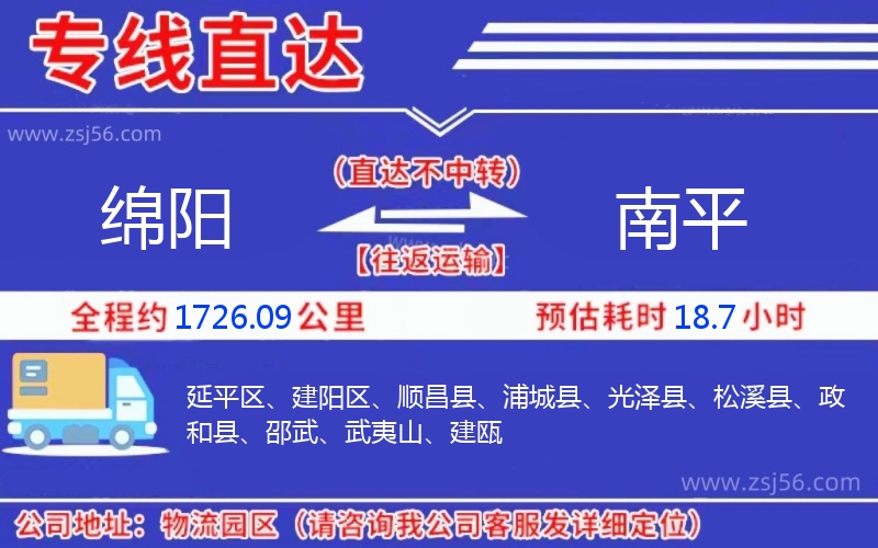 綿陽(yáng)到南平物流公司 綿陽(yáng)到南平物流公司
